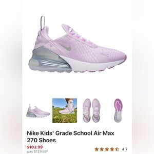Nike kids grade school Air Max 270 Sneakers in Lavender and White